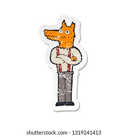 retro distressed sticker of a cartoon funny fox