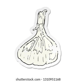 retro distressed sticker of a cartoon garlic