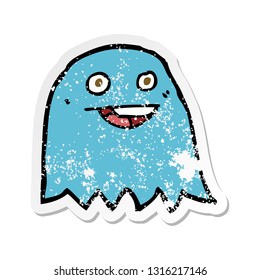 pegatina retro angustiada de un fantasma de caricatura