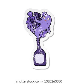 retro distressed sticker of a cartoon ghost in bottle