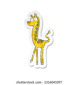 retro distressed sticker of a cartoon giraffe