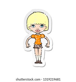 retro distressed sticker of a cartoon girl