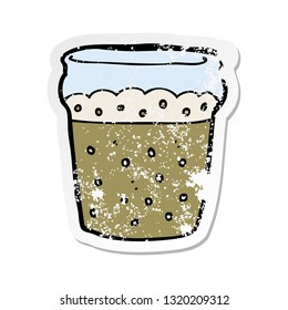 retro distressed sticker of a cartoon glass of beer