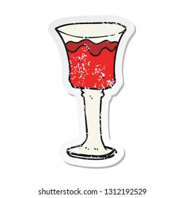 Retro-bedrückter Aufkleber einer Karikaturenkuppe aus Wein