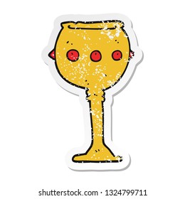 retro distressed sticker of a cartoon goblet