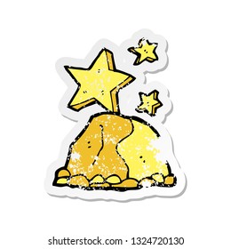 retro distressed sticker of a cartoon gold nugget