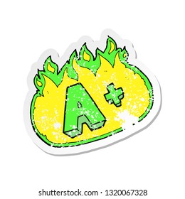 retro distressed sticker of a cartoon A grade symbol