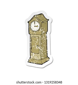 retro distressed sticker of a cartoon grandfather clock
