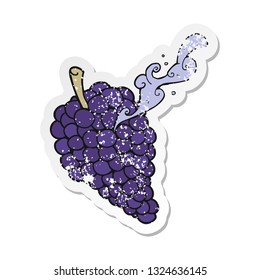 retro distressed sticker of a cartoon grapes