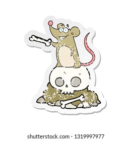 retro distressed sticker of a cartoon graveyard rat