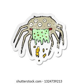 retro distressed sticker of a cartoon gross halloween spider