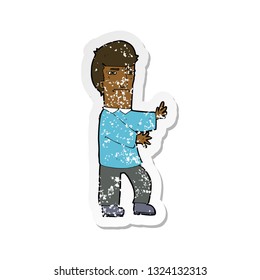 retro distressed sticker of a cartoon grumpy man