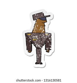 retro distressed sticker of a cartoon guard
