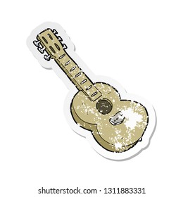 retro distressed sticker of a cartoon guitar