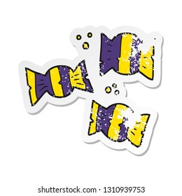 retro distressed sticker of a cartoon halloween candy