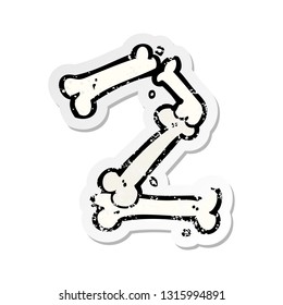 retro distressed sticker of a cartoon halloween bone number