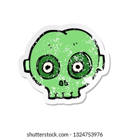 retro distressed sticker of a cartoon halloween skull mask