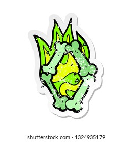 retro distressed sticker of a cartoon halloween bone number