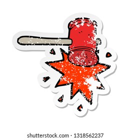 retro distressed sticker of a cartoon hammer