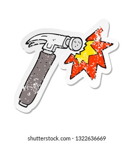 retro distressed sticker of a cartoon hammer