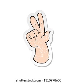 retro distressed sticker of a cartoon hand counting