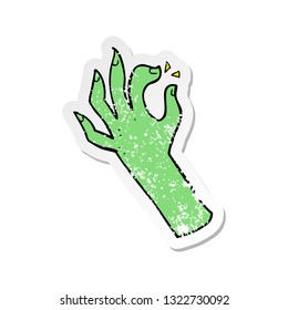 retro distressed sticker of a cartoon hand symbol