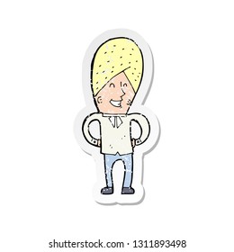 retro distressed sticker of a cartoon happy man