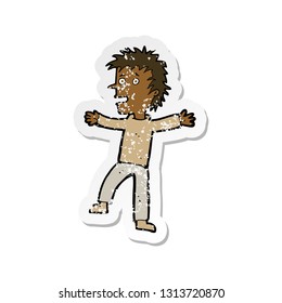 retro distressed sticker of a cartoon happy man