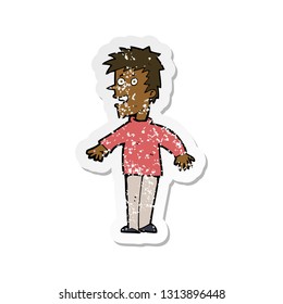 retro distressed sticker of a cartoon happy boy