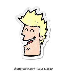 retro distressed sticker of a cartoon happy man