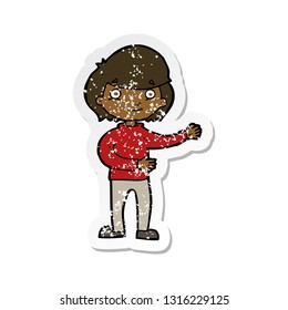 retro distressed sticker of a cartoon happy person