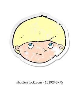 retro distressed sticker of a cartoon happy man