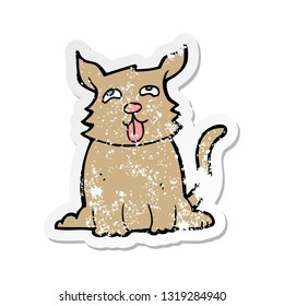 retro distressed sticker of a cartoon happy dog