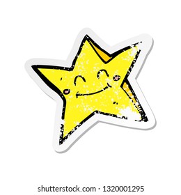retro distressed sticker of a cartoon happy star character
