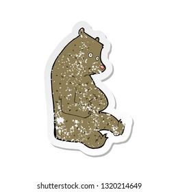 retro distressed sticker of a cartoon happy bear