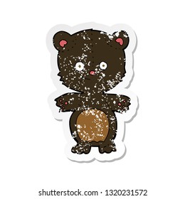retro distressed sticker of a cartoon happy black bear