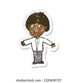 retro distressed sticker of a cartoon happy man