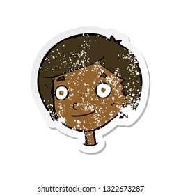 retro distressed sticker of a cartoon happy boy