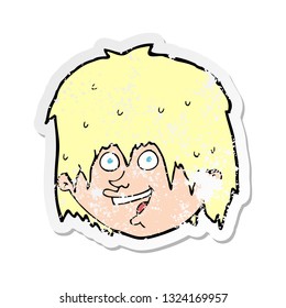 retro distressed sticker of a cartoon happy man