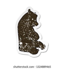retro distressed sticker of a cartoon happy black bear