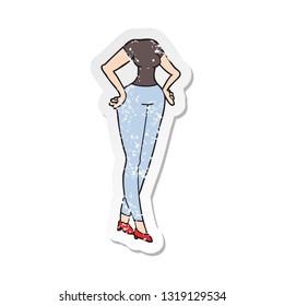 retro distressed sticker of a cartoon headless body