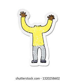 retro distressed sticker of a cartoon headless body