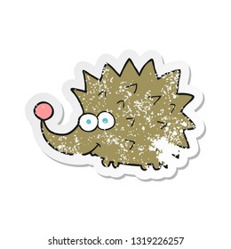 retro distressed sticker of a cartoon hedgehog