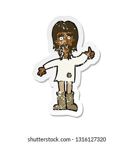 retro distressed sticker of a cartoon hippie man giving thumbs up symbol