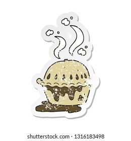 retro distressed sticker of a cartoon hot pie