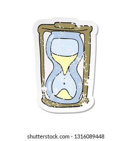 retro distressed sticker of a cartoon hourglass