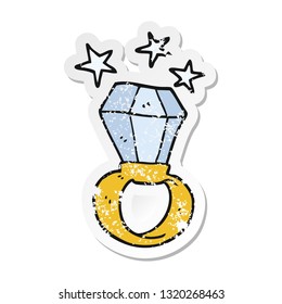 retro distressed sticker of a cartoon huge engagement ring