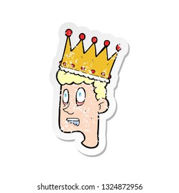 retro distressed sticker of a cartoon idiot prince