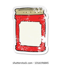 retro distressed sticker of a cartoon jam jar