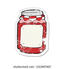 retro distressed sticker of a cartoon jar of jam